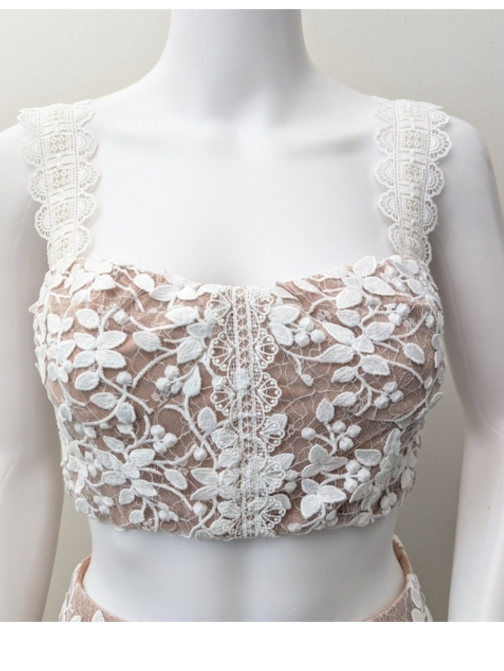 Bronx & Banco Megan Two-piece Set Top Skirt Lace White Size XS Wedding Bridal - Picture 11 of 16